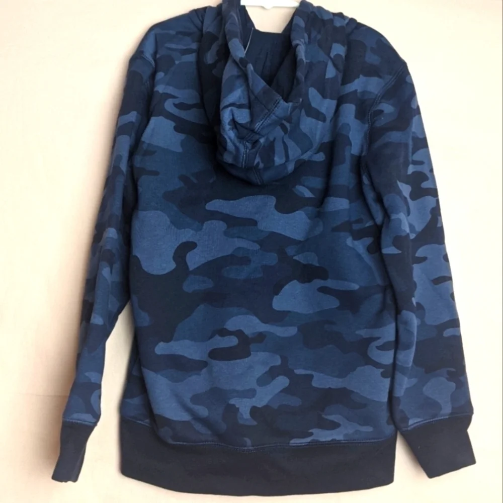 Gap Kids Blue Camo Print Fleece Full Zip Hoodie Size Medium